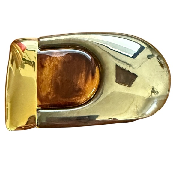 Douglas Paquette Gold Silver Two Tone Tortoise Shell Inlay Vintage Belt Buckle - Picture 1 of 11